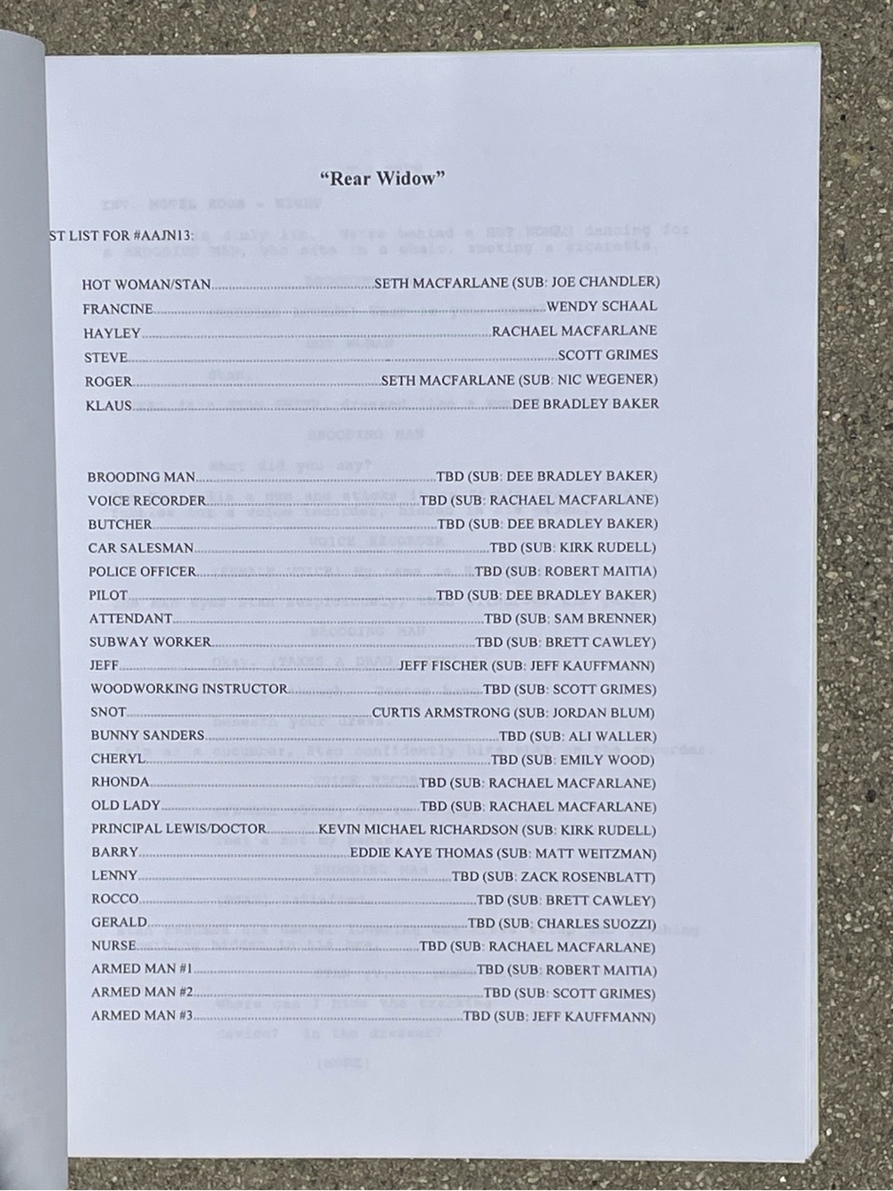 American Dad 2014 Production Used Table Draft Script Rear Window CUSACK & KIND! - Picture 8 of 15